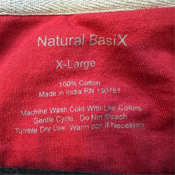 Natural Basix Men's XL Red Long Sleeve Henley Shirt Button-Up - Picture 3 of 7